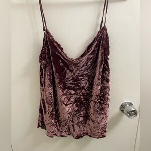 Aritzia Wilfred Ruffle Velvet Camisole in Truffle